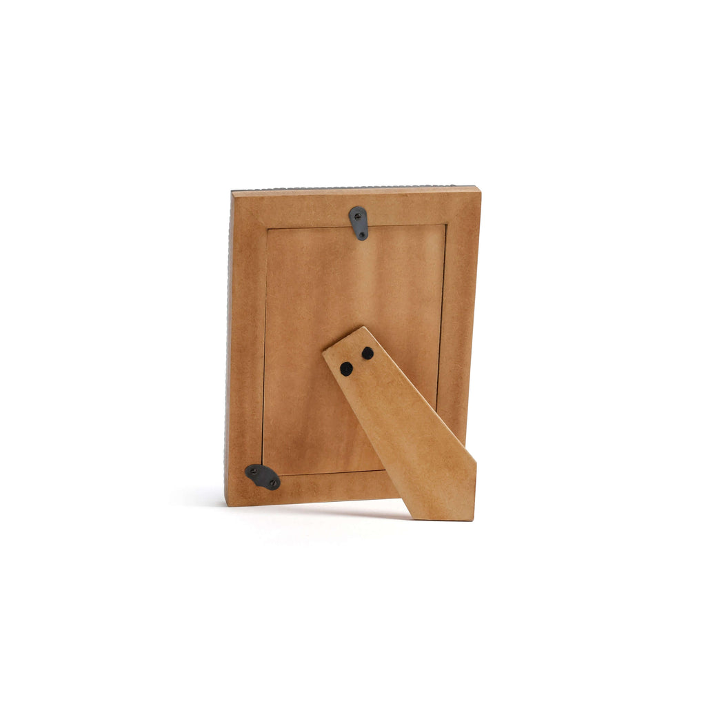 Nubia Black Bone Ribbed Photo Frame back view showcasing its sturdy support and design details.