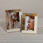 White Horn and Ivory Resin Photo Frame showcasing elegant design and genuine horn accents.