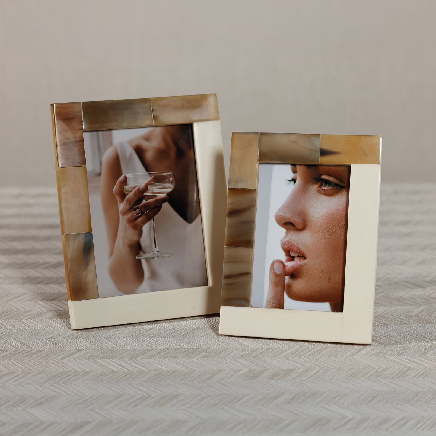 White Horn and Ivory Resin Photo Frame