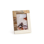 White Horn and Ivory Resin Photo Frame showcasing natural horn accents and smooth ivory resin in a small size.