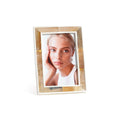 Haven Brown Horn with White Bone Border Photo Frame showcasing a polished horn and ivory resin design with a small size.