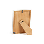 Back view of Haven Brown Horn with White Bone Border Photo Frame, showcasing its stand and natural wood detailing.