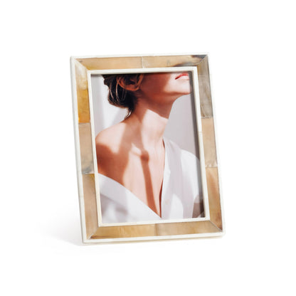 Haven Brown Horn with White Bone Border Photo Frame