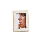 Dune Natural and Bleached White Bone Photo Frame featuring a grid of bone tiles in natural and bleached shades.