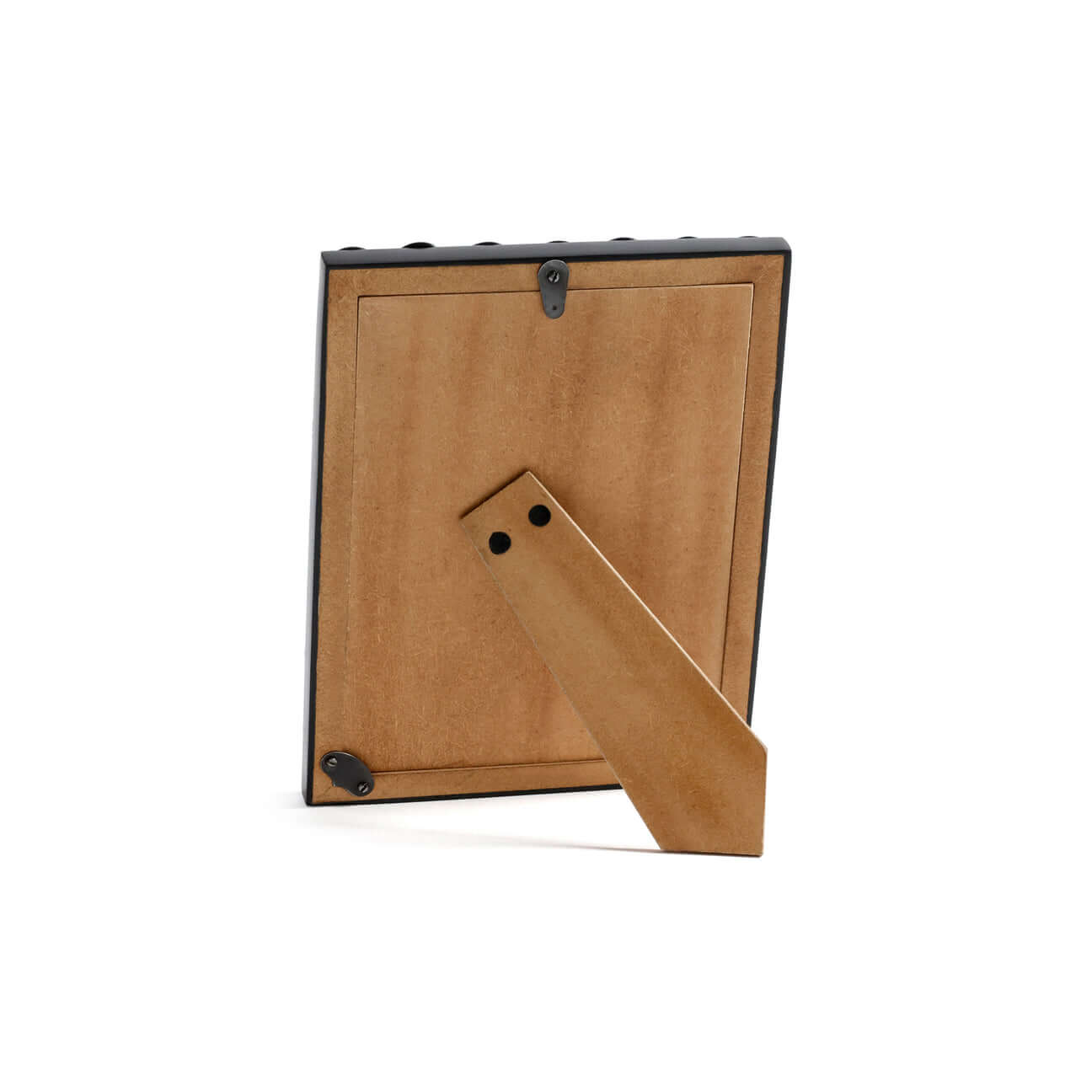 Back view of Vienna Black Resin Half Ball Overlay Photo Frame with stand and mounting options.