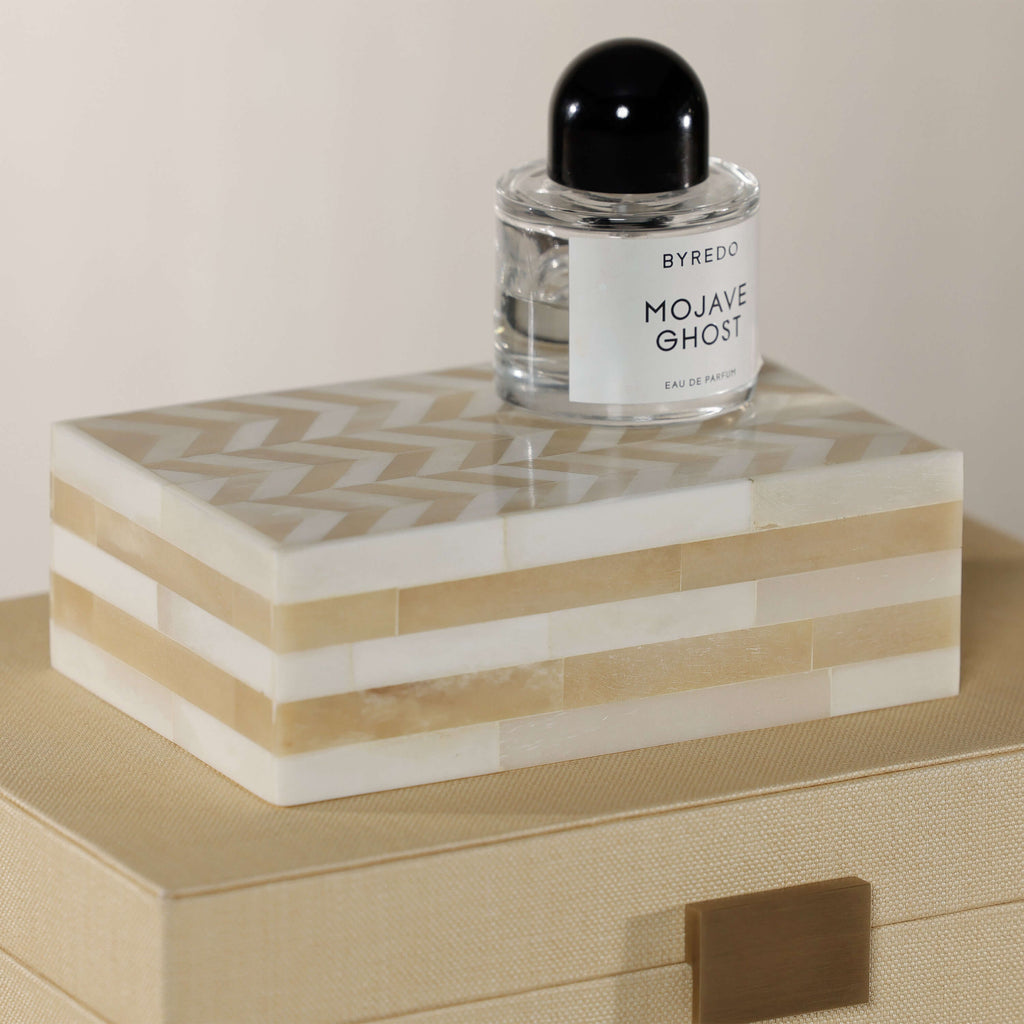 Antique White Bone Box with Chevron Pattern - Boxes by Carlyle Avenue