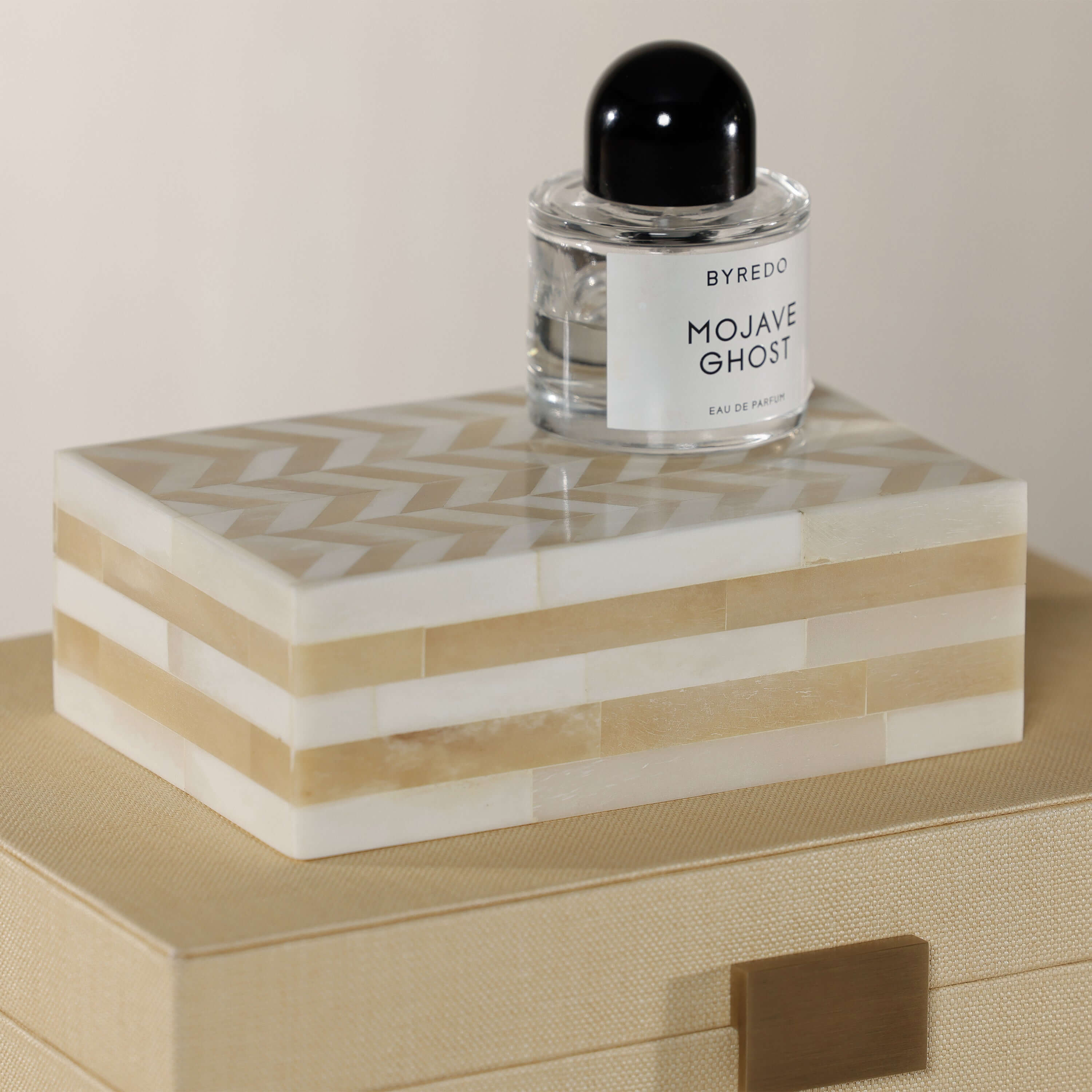 Antique White Bone Box with Chevron Pattern - Boxes by Carlyle Avenue