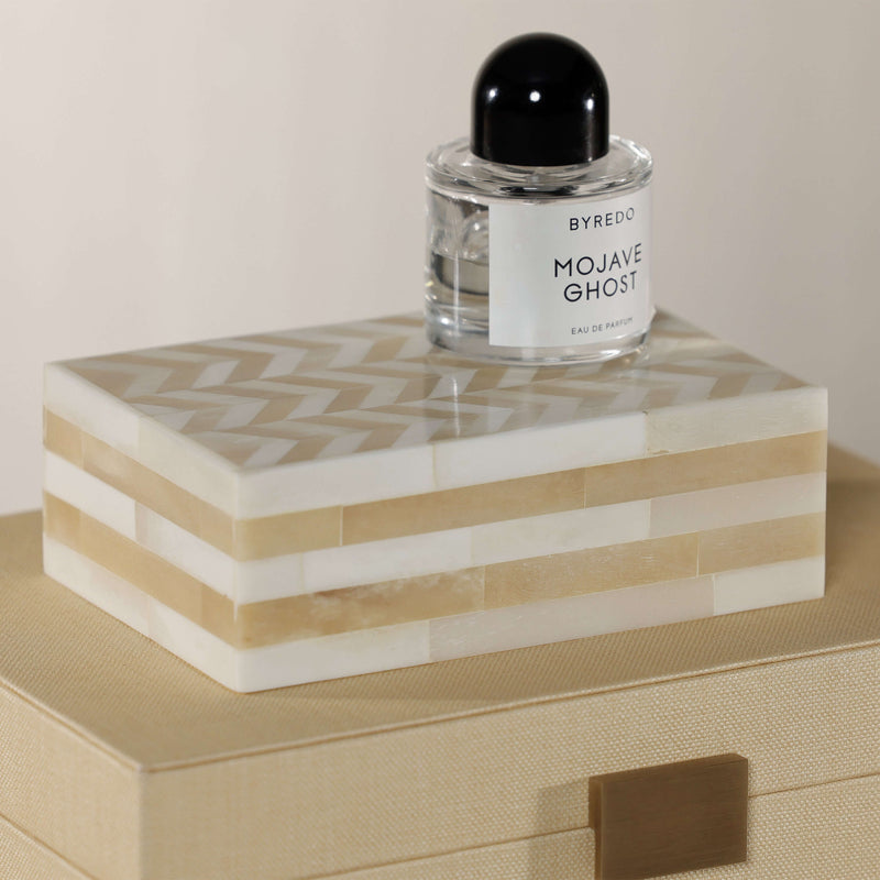 Antique White Bone Box with Chevron Pattern - Boxes by Carlyle Avenue