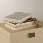 Antique White Bone Box with Chevron Pattern - Boxes by Carlyle Avenue