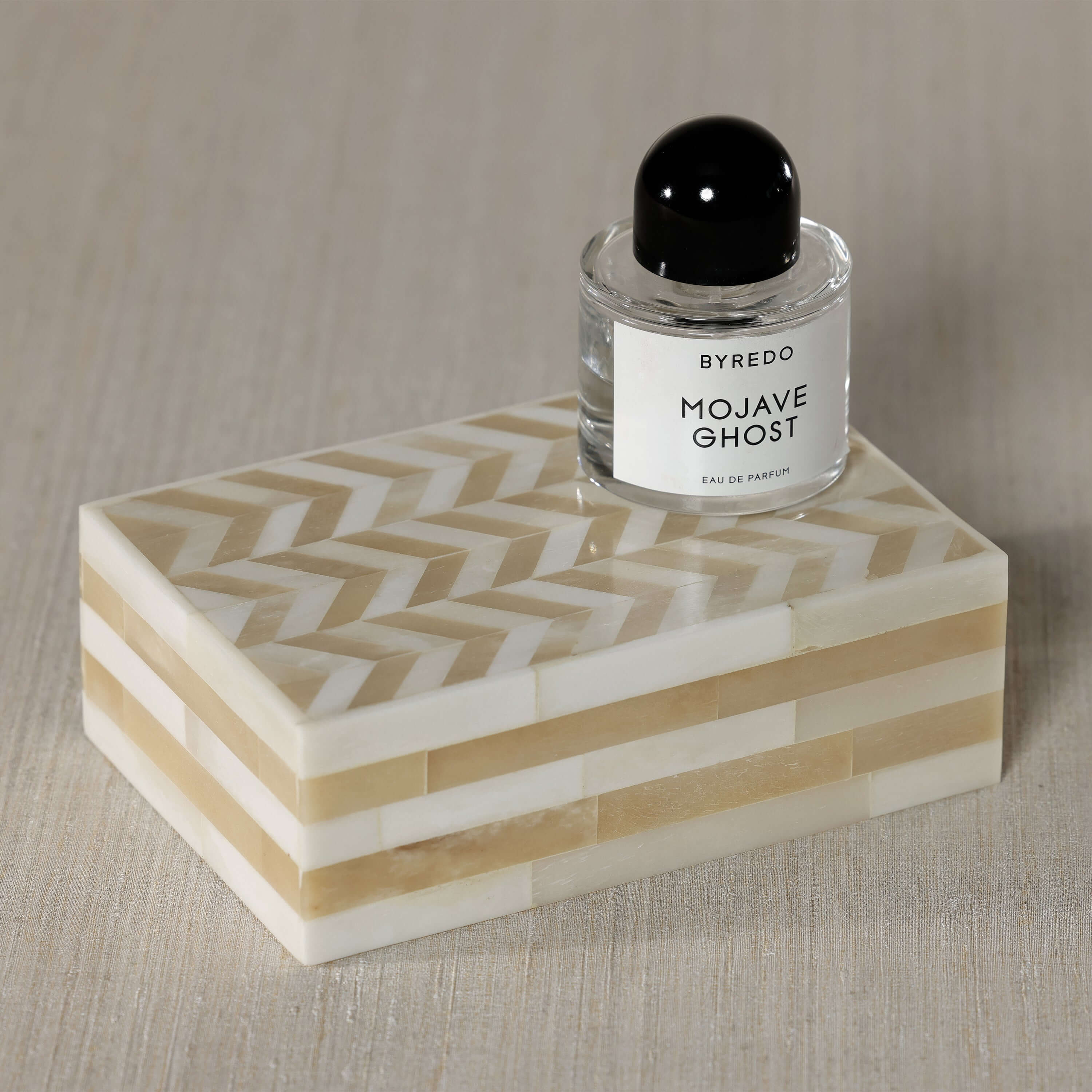 Antique White Bone Box with Chevron Pattern - Boxes by Carlyle Avenue