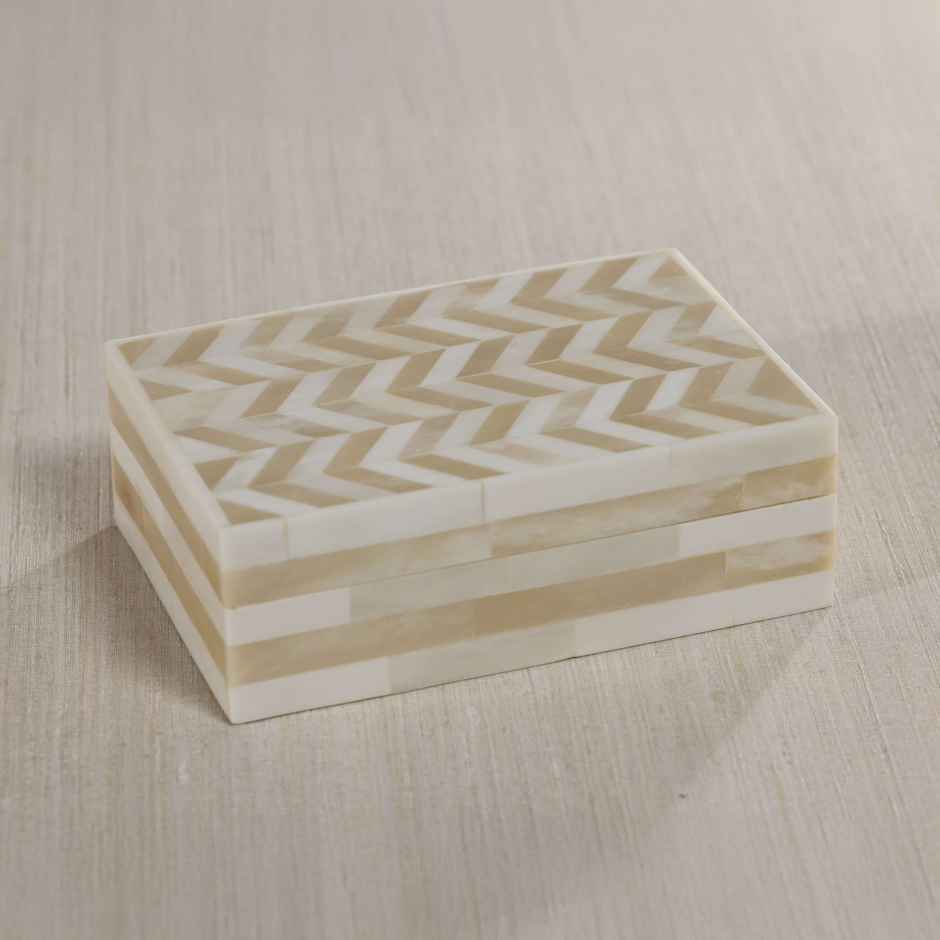 Antique White Bone Box with Chevron Pattern - Boxes by Carlyle Avenue