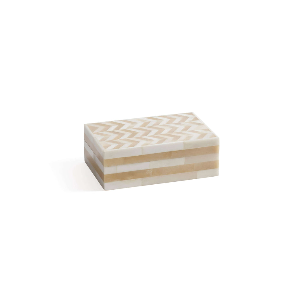 Antique White Bone Box with Chevron Pattern - Boxes by Carlyle Avenue