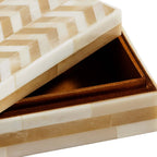 Antique White Bone Box with Chevron Pattern - Boxes by Carlyle Avenue