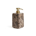 Marrón Emperador Marble Bath Collection soap and lotion dispenser with brown marble and gold pump