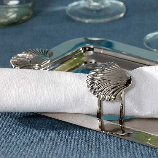Cap Ferrat Fan Shell Napkin Ring - Set of 4 - CARLYLE AVENUE