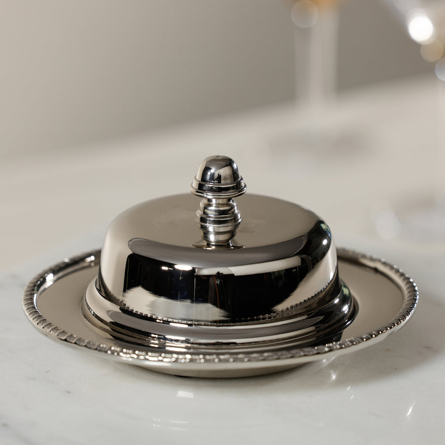 Parisian Butter Dish with Cover and Glass - Nickel