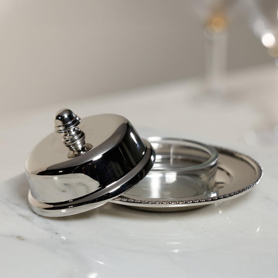 Parisian Butter Dish with Cover and Glass - Nickel