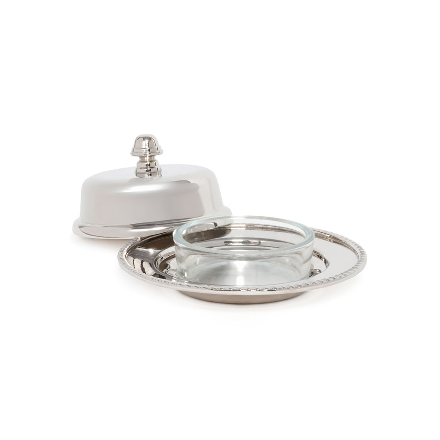 Parisian Butter Dish with Cover and Glass - Nickel