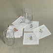 Floral Linen Cocktail Napkins - 6 Assorted Designs (Set of 6)