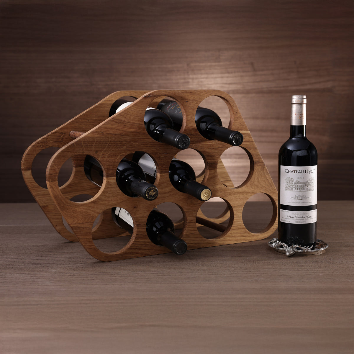 St. Anton Oakwood 10-Bottle Wine Holder