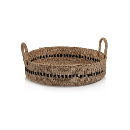 Set of 2 Abaca Basket Trays with Black Accent - Baskets by Carlyle Avenue