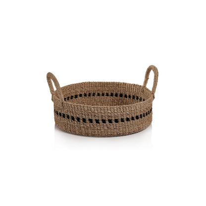 Set of 2 Abaca Basket Trays with Black Accent - Baskets by Carlyle Avenue
