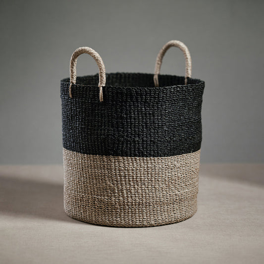 Abaca Two-Tone Basket - Natural