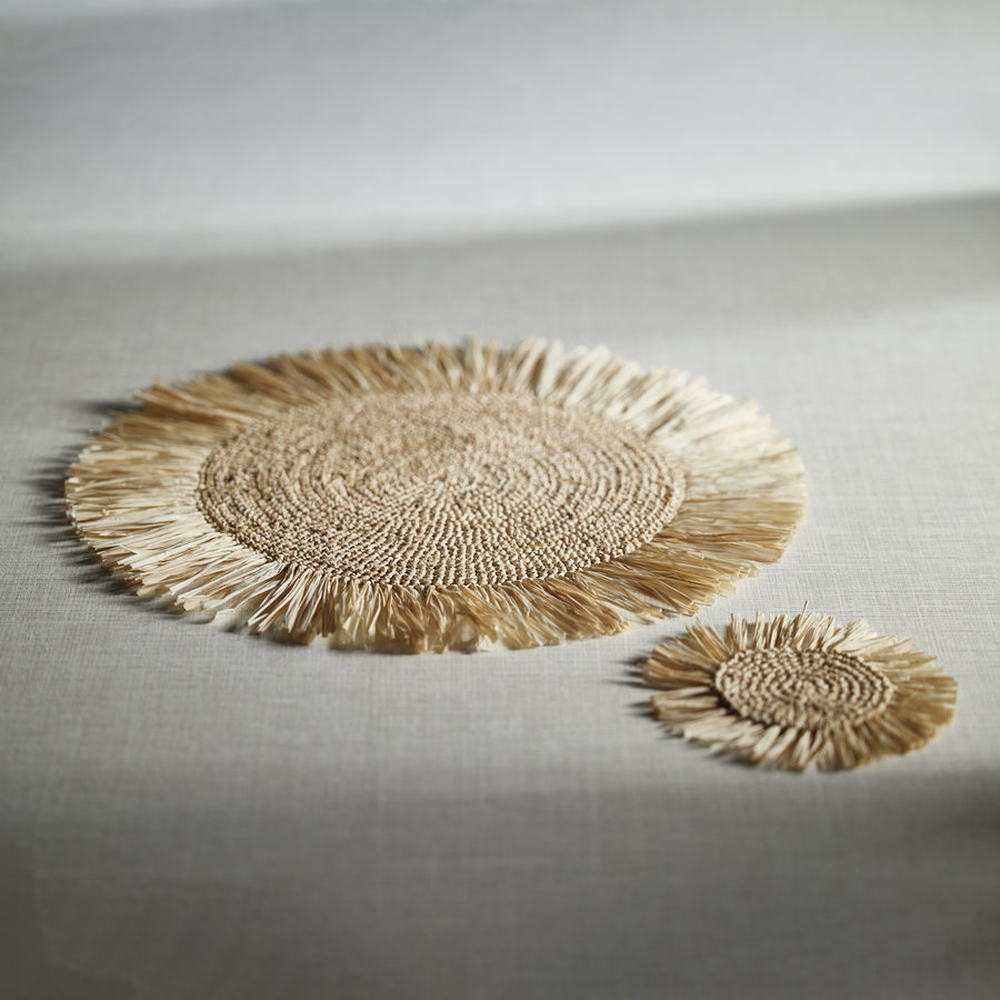 Fringed Palm Raffia Coasters - Set of 12 - Coasters by Carlyle Avenue