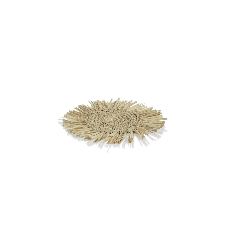 Fringed Palm Raffia Coasters - Set of 6