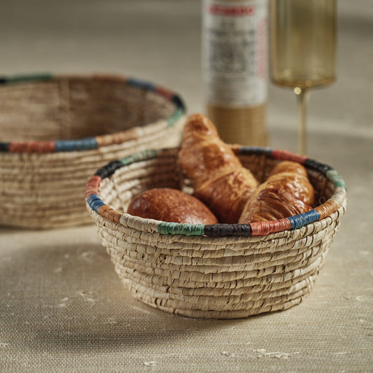 Tropezina Coiled Raffia Set of 2 Round Baskets