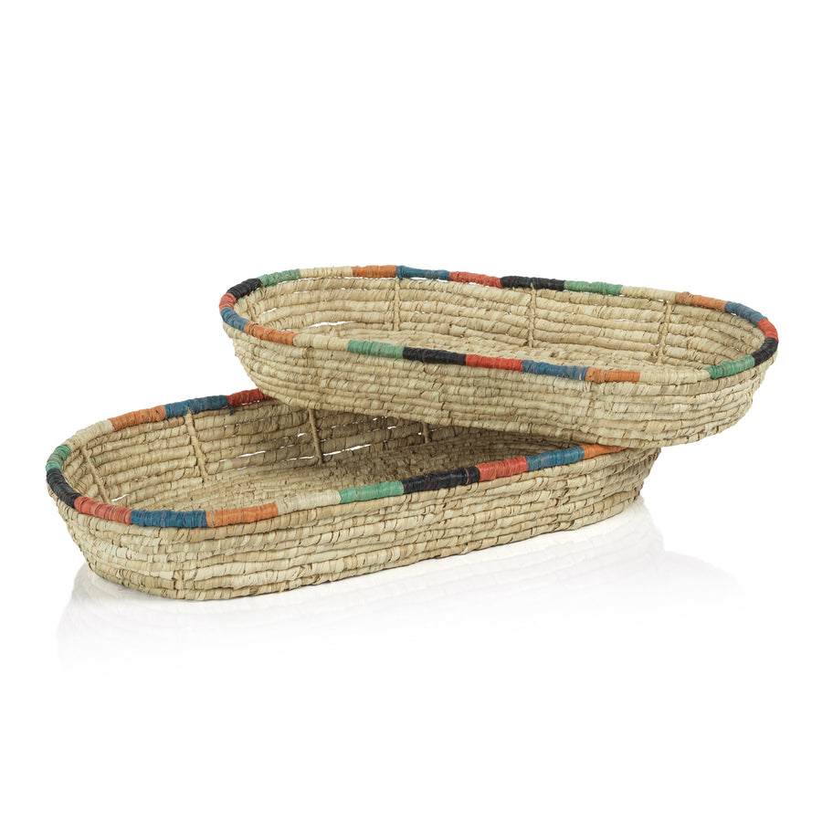 Tropezina Coiled Raffia Set of 2 Oval Baskets