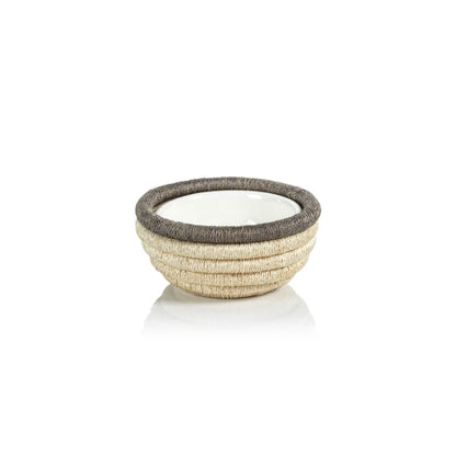 Martigues Coiled Abaca Condiment Bowl - Natural & Taupe - Bowls by Carlyle Avenue