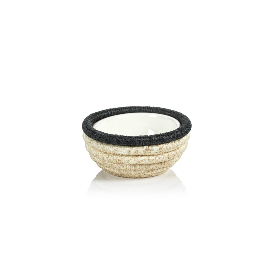 Martigues Coiled Abaca Condiment Bowl - Natural & Black