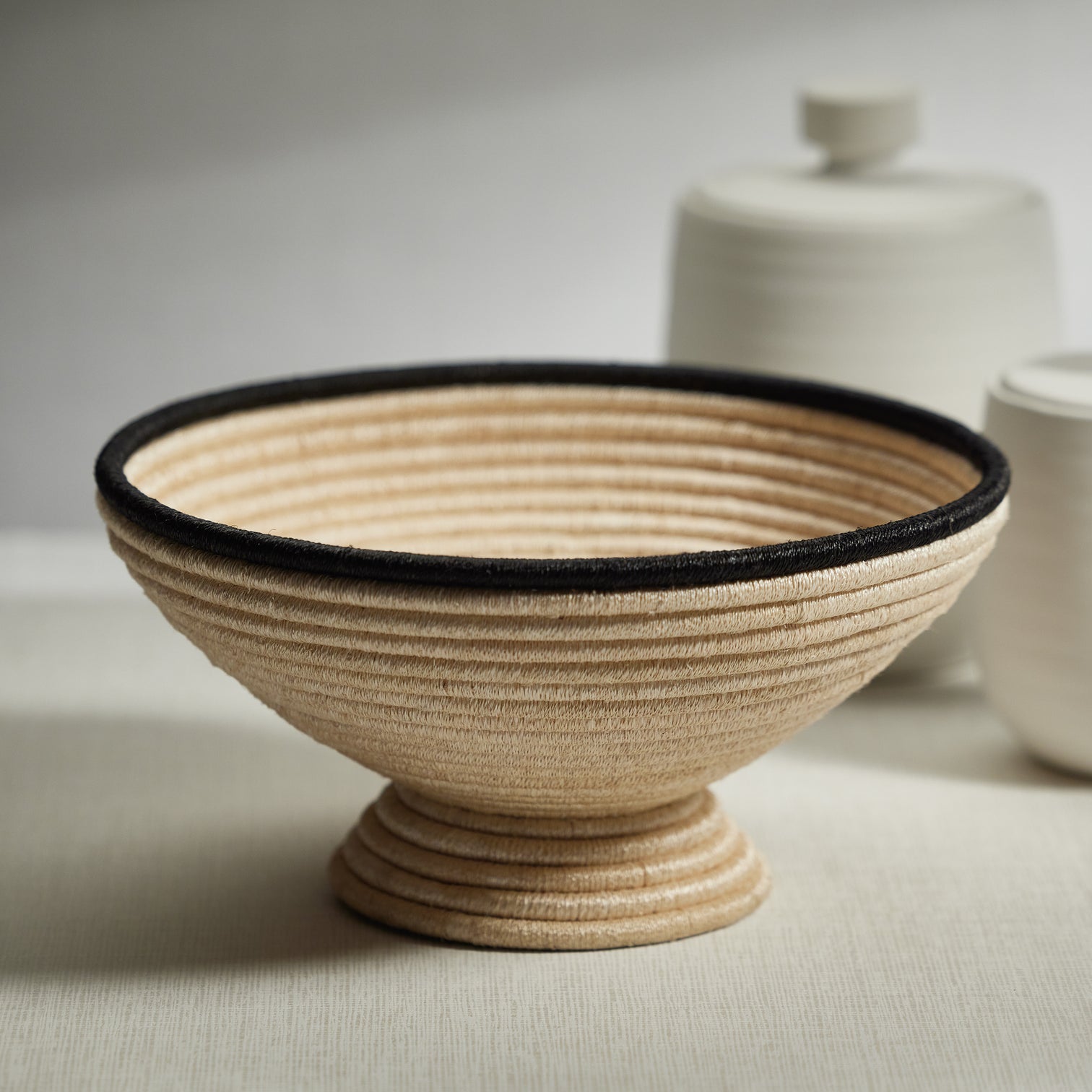 Martigues Coiled Abaca Footed Bowl - Tall