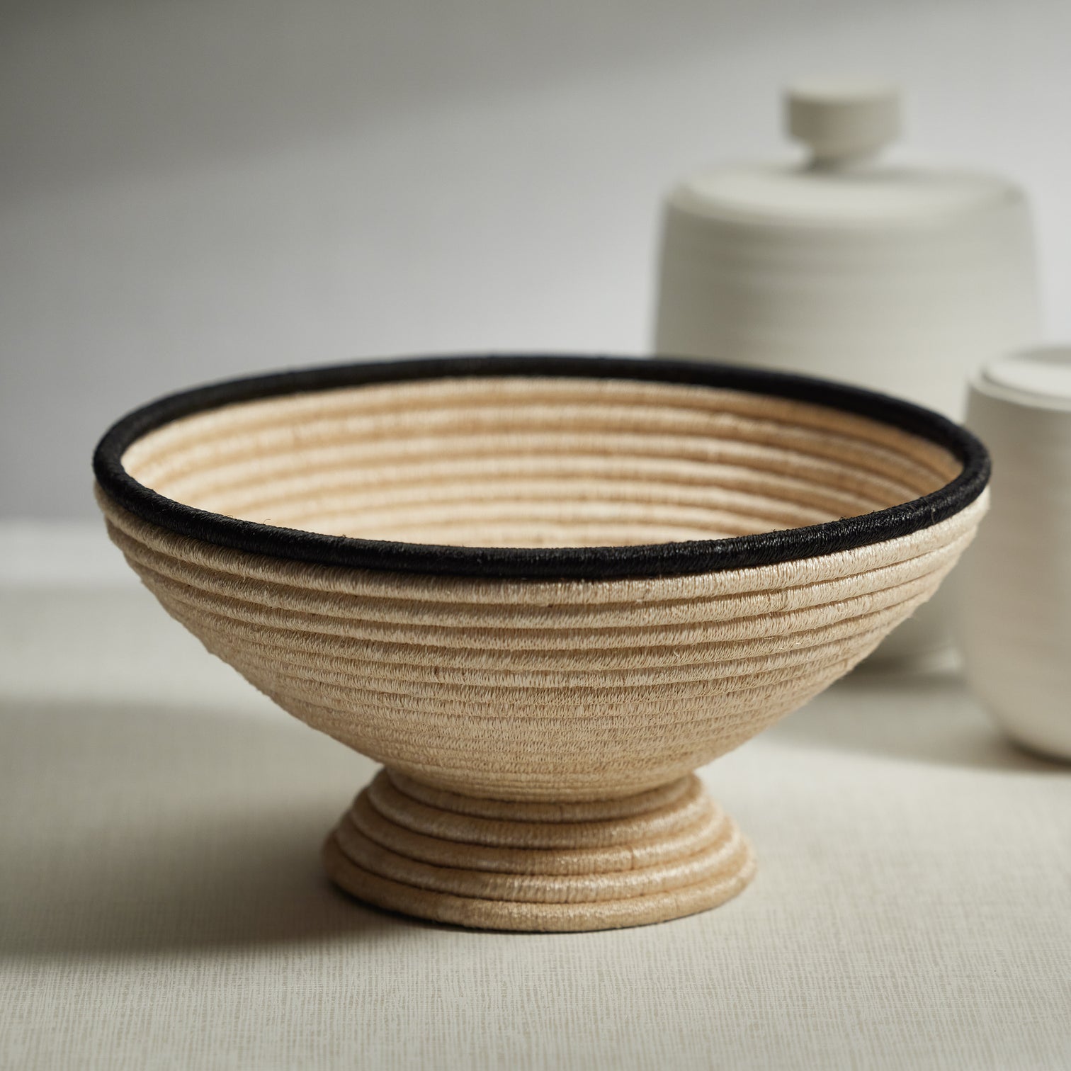 Martigues Coiled Abaca Footed Bowl - Tall - Decorative Bowls by Carlyle Avenue