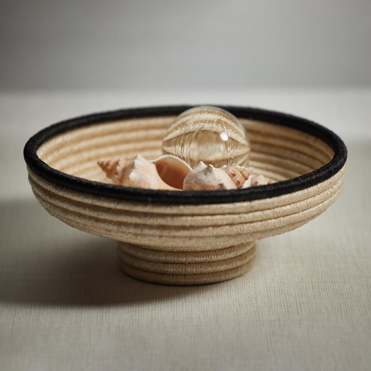 Martigues Coiled Abaca Footed Bowl - Small - Decorative Bowls by Carlyle Avenue