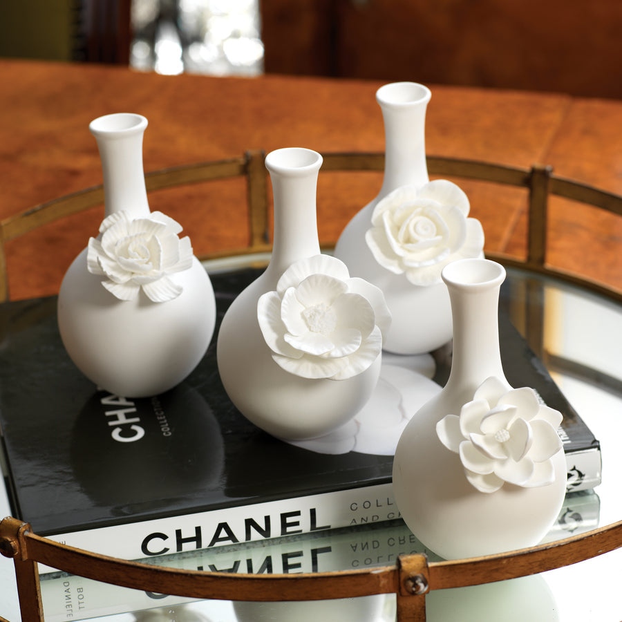 Cameo Long Neck Porcelain Bud Vases - Set of 4 - CARLYLE AVENUE