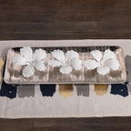 White Bone China Hibiscus Flower Wall & Table Décor - Set of 3