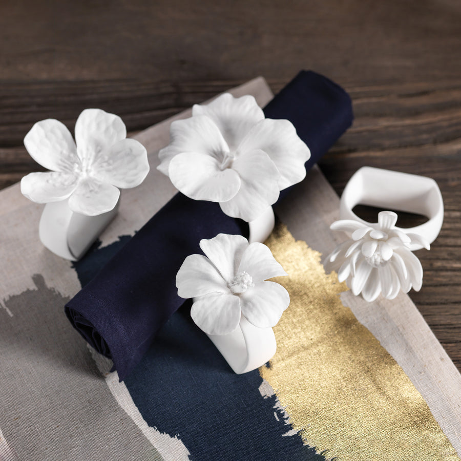 Assorted Bone China Flower Napkin Ring, Set of 4 - Napkin Rings by Carlyle Avenue