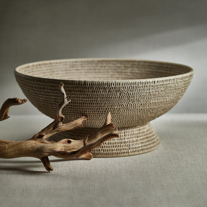 Lulu Large Rattan Footed Bowl - BOWL by Carlyle Avenue