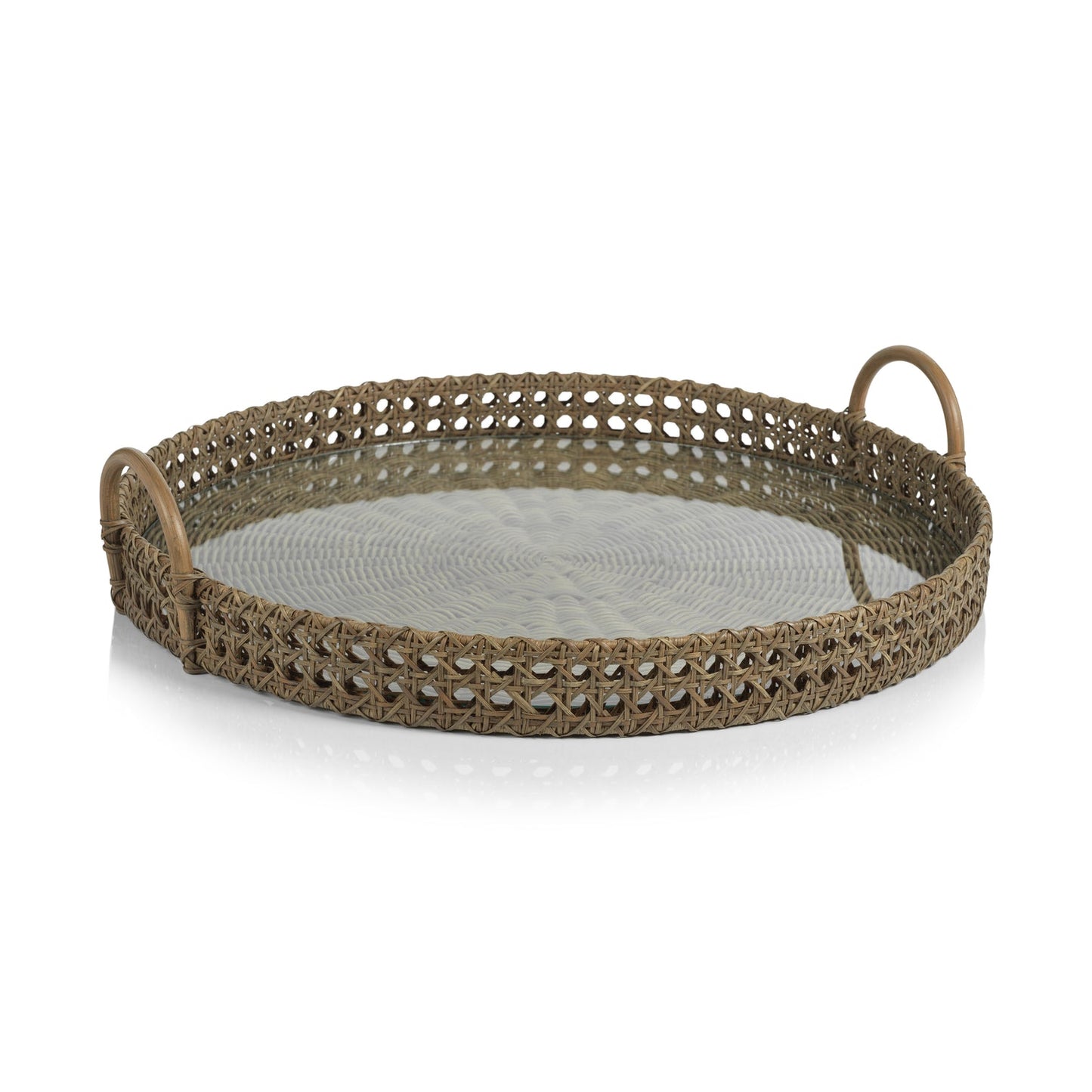 Mayfair Rattan Open Weave Round Tray