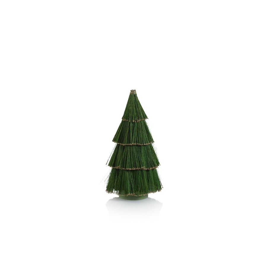 Tiger Grass Green Tree with Gold Glitter Trim