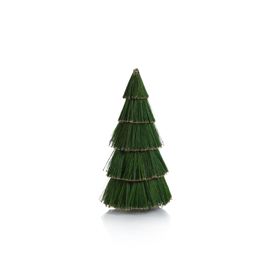 Tiger Grass Green Tree with Gold Glitter Trim