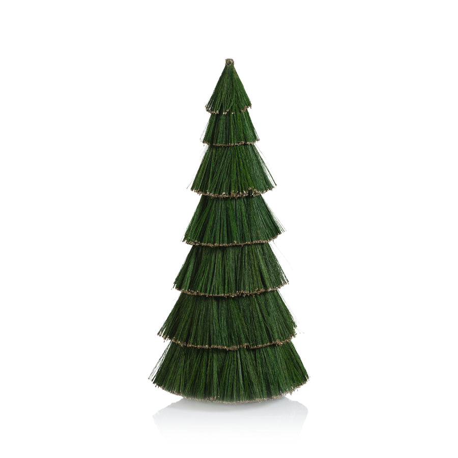 Tiger Grass Green Tree with Gold Glitter Trim