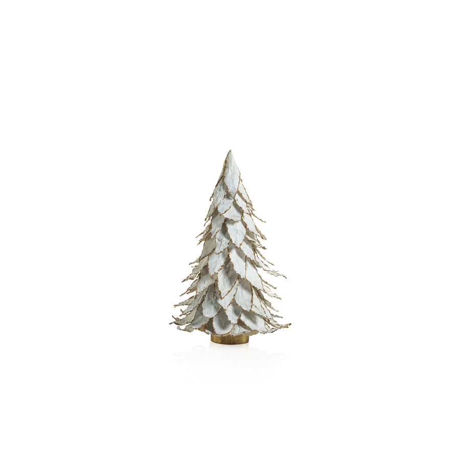 Natural White Leaf Tree with Gold Trim - Holiday Decor by Carlyle Avenue