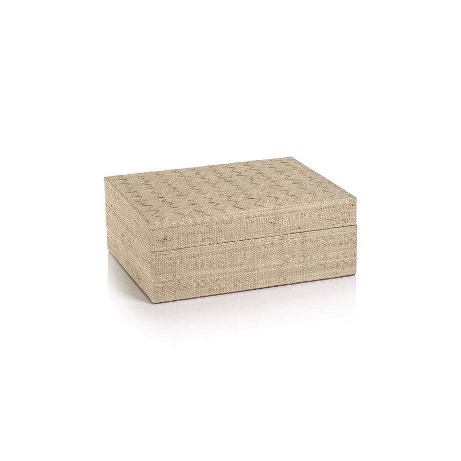 La Bocca Woven Raffia Box - Natural