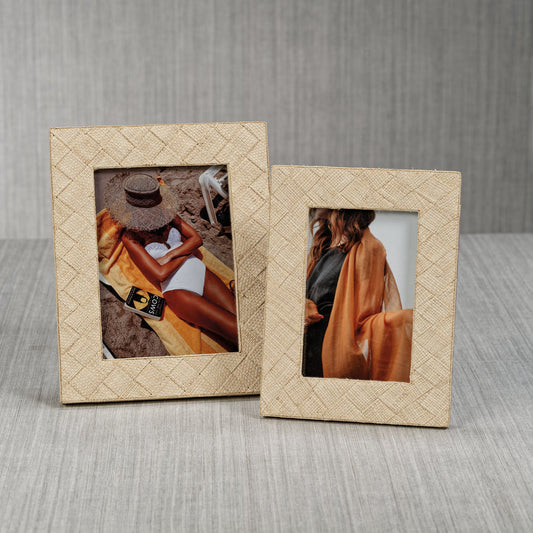 La Bocca Woven Raffia Photo Frame - Natural