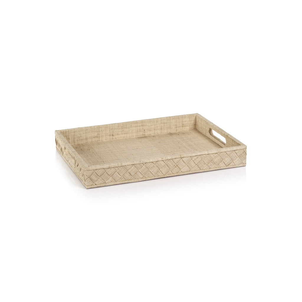 La Bocca Woven Raffia Serving Tray - Natural - Trays by Carlyle Avenue