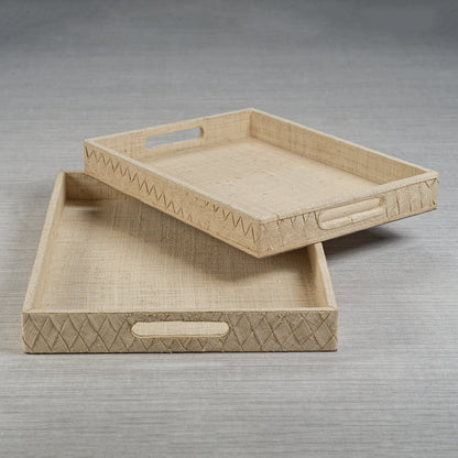 La Bocca Woven Raffia Serving Tray - Natural - Trays by Carlyle Avenue