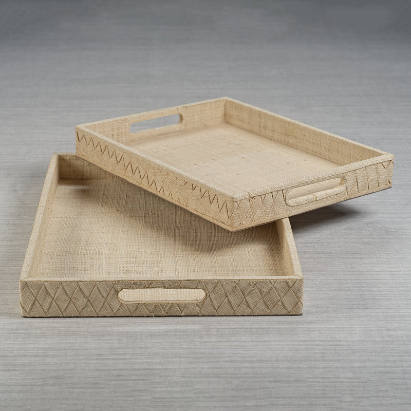 La Bocca Woven Raffia Serving Tray - Natural - Trays by Carlyle Avenue